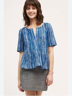 Orchid Island Anthropologie Blue Printed Tunic